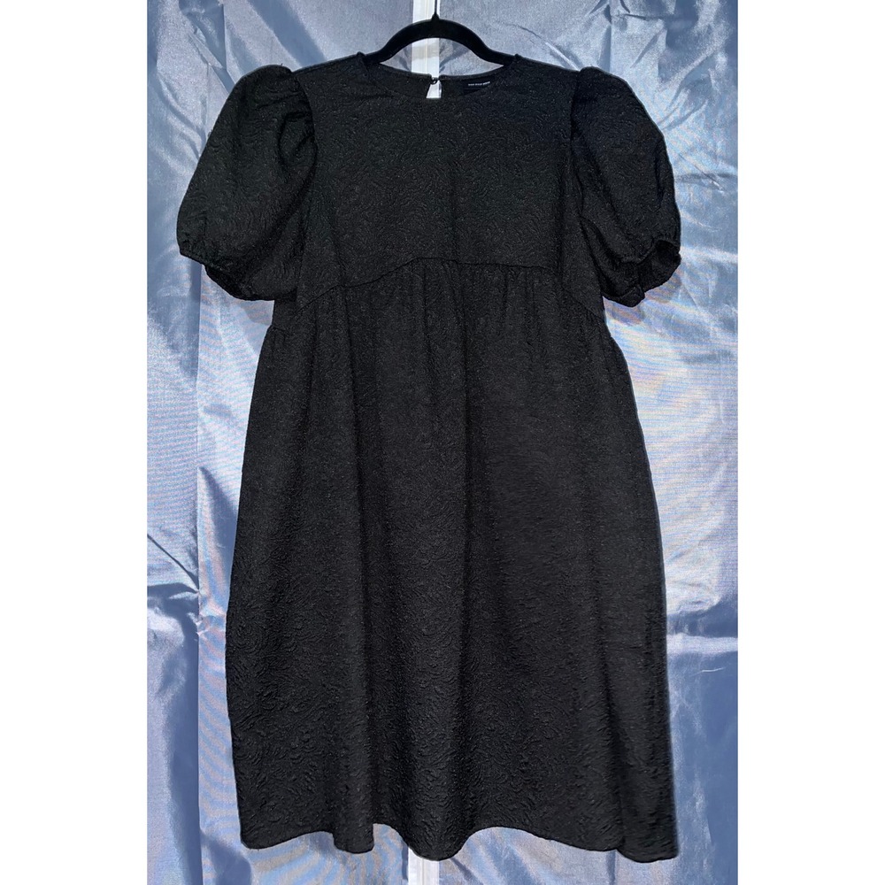 Who What Wear Black Mini Dress Short Puff Sleeves Pockets Size Small